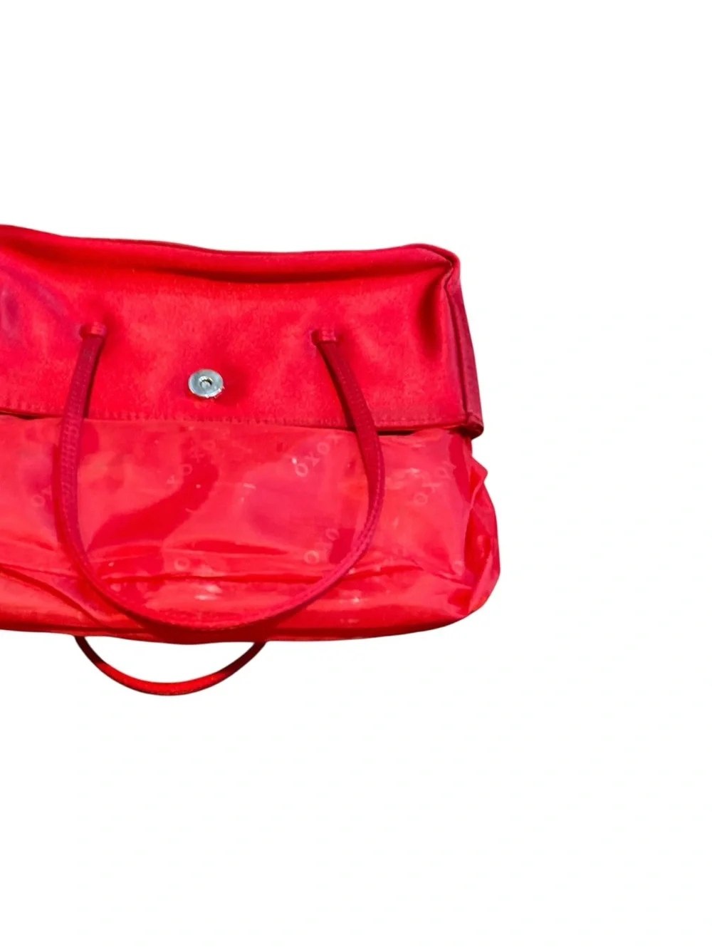 XOXO Red Satin Top-Handle Clutch with Silver X Accent